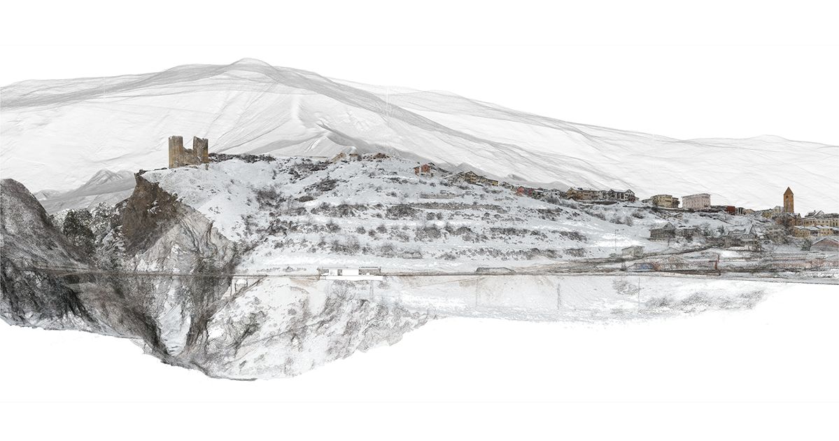 Punktwolkenschnitt durch den Hofladen in Ramosch